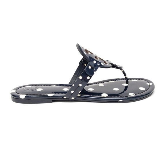 Tory Burch Miller Sandals in Classic Navy Dot - Picture 3 of 9